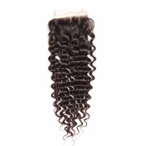 Free Part 4x4 Deep Wave Closure Brazilian Deep Wave Lace Closure