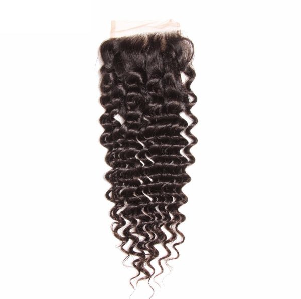 Free Part 4x4 Deep Wave Closure Brazilian Deep Wave Lace Closure