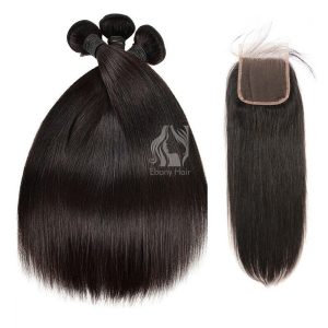 Brazilian Straight Hair 3 Bundles with Closure